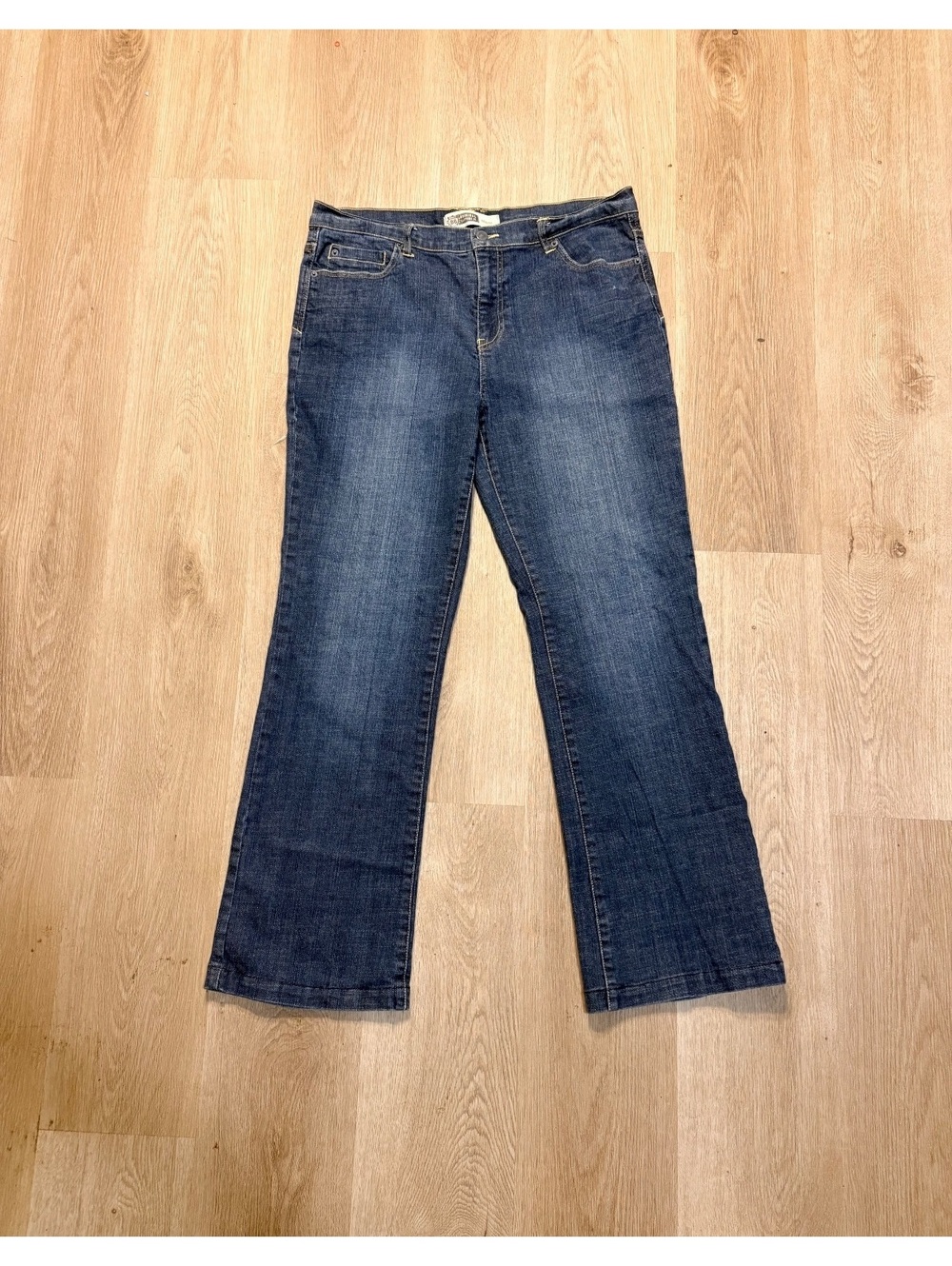 Y2K Route 66 Bootcut Jeans Women’s Size 14 Dark Wash Faded Embroidered Vintage